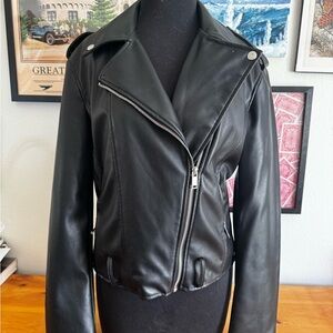 Forever 21 Black Faux Leather Asymmetric Moto Jacket
